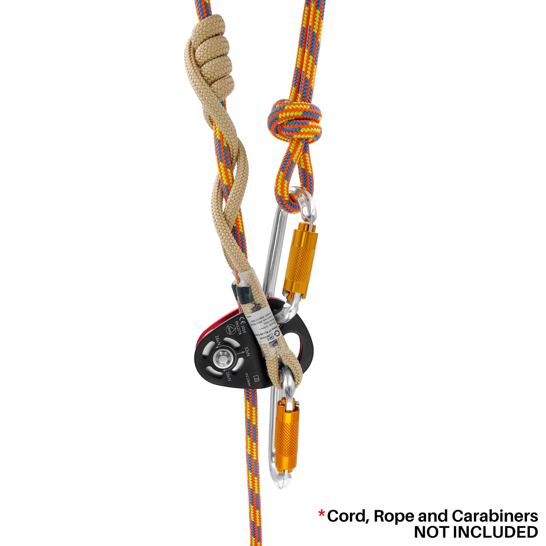 30KN Climbing Pulley With Dual Bearings - 3 Hole Rescue Pulley For Rigging Hauling Tree Climbing Arborist